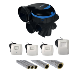 Kit Pieuvriste EasyHOME HYGRO Premium MW' avec Bouches BAHIA® CURVE ELEC, Gaines PVC isolées et Bouche supplémentaire SDO